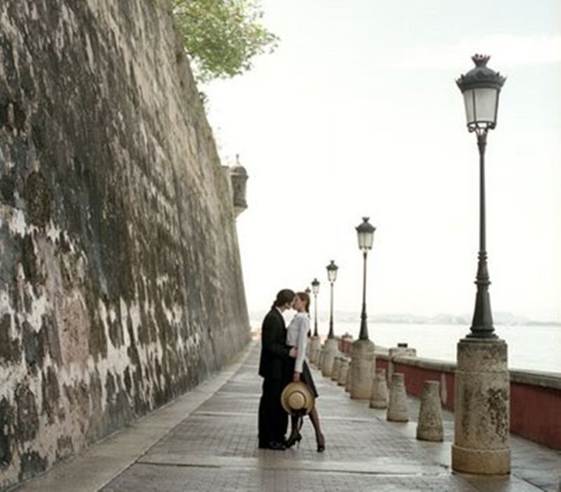 Couple Kissing on Walkway