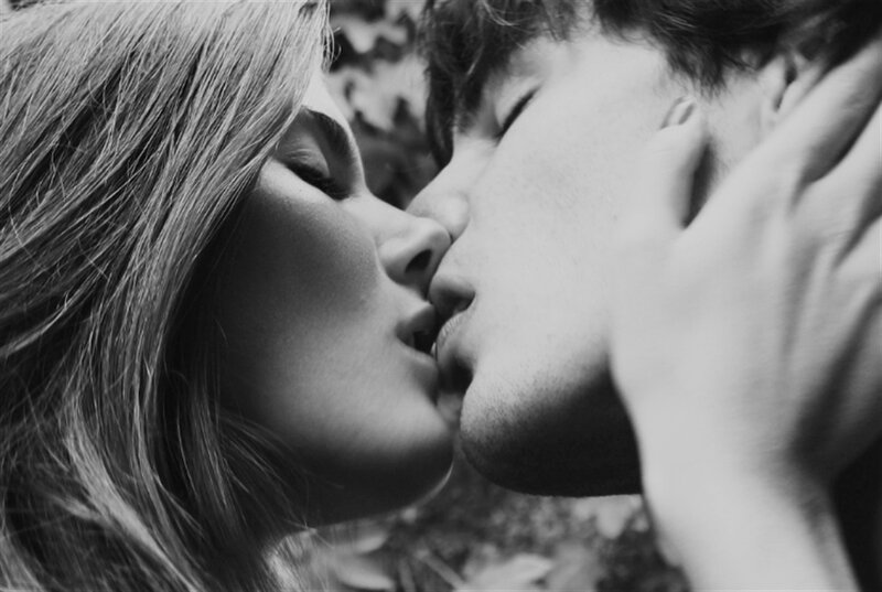 Couple Kissing Outdoors — Black, Intimate