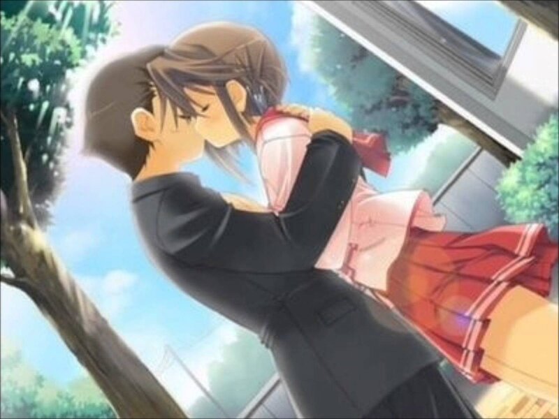 Couple Kissing Outdoors — Blue