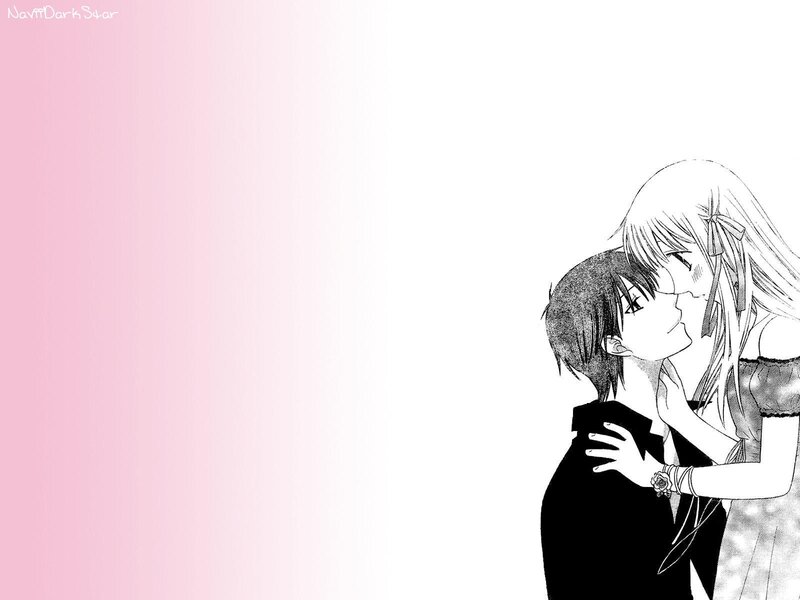 Couple Kissing — Pink, Romantic, Manga, Anime Art
