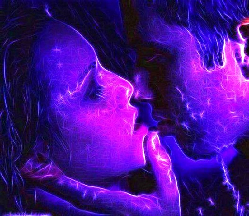 Couple Kissing — Purple, Dramatic