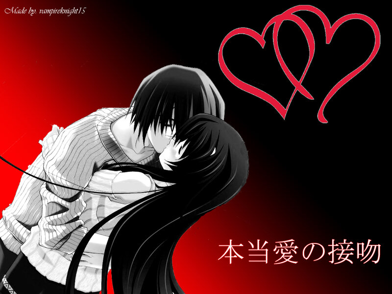 Couple Kissing — Red, Dramatic, Manga