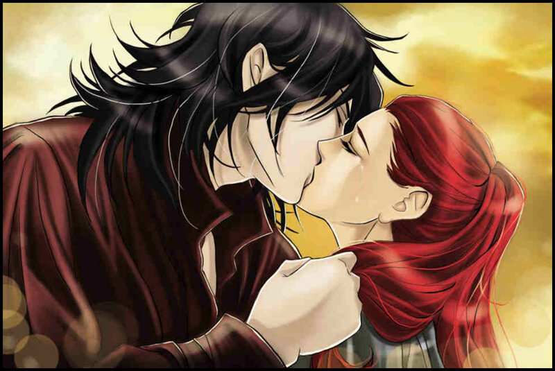 Couple Kissing — Red, Dramatic