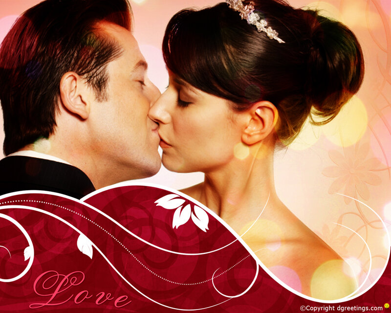 Couple Kissing — Red, Romantic, Photograph