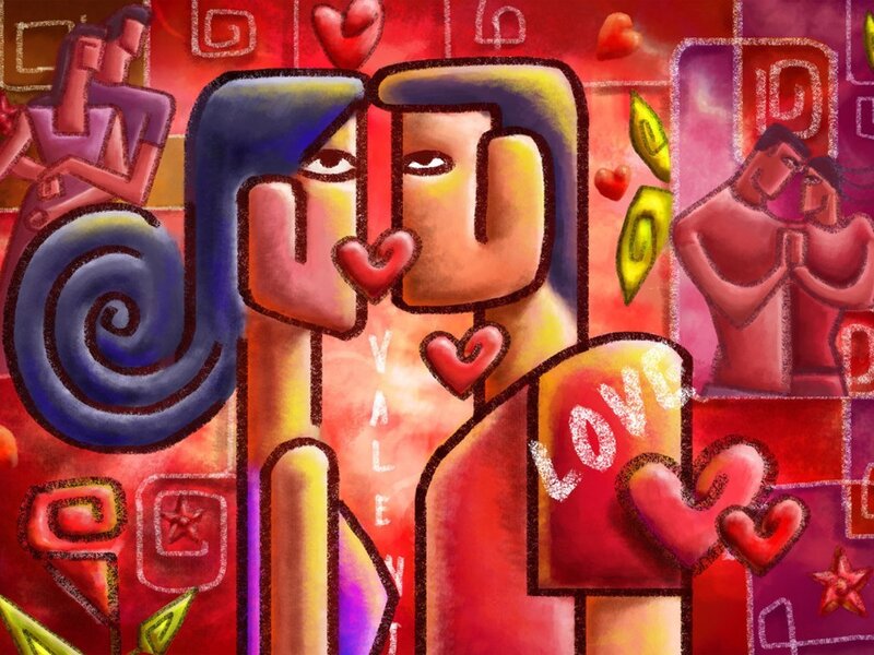 Couple Kissing — Red, Romantic
