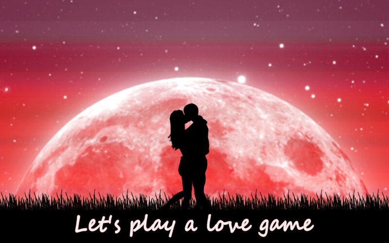 Couple Kissing Silhouette — Red, Romantic, Night, Digital Art, Moon