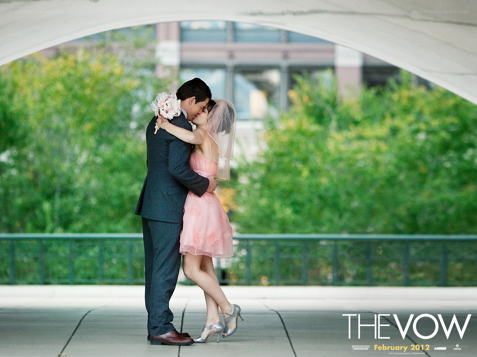 Couple kissing under a canopy