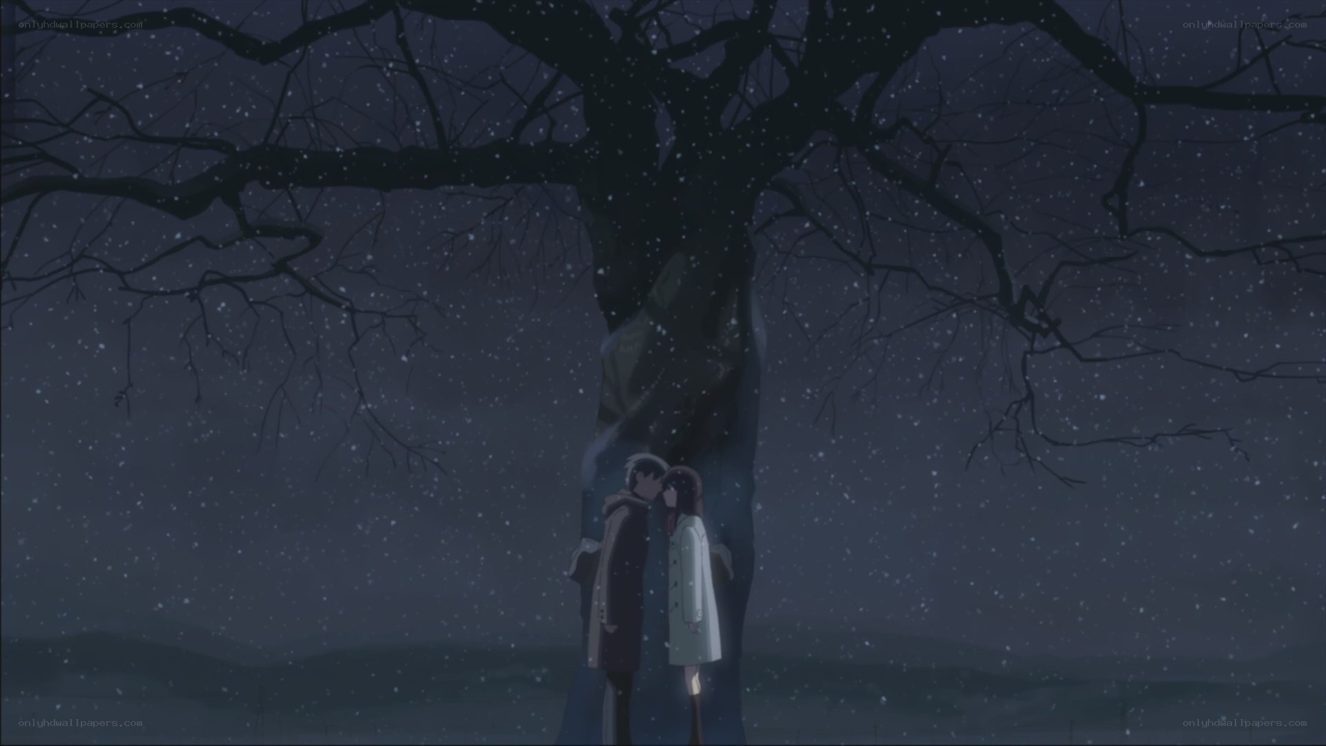 couple kissing under a tree