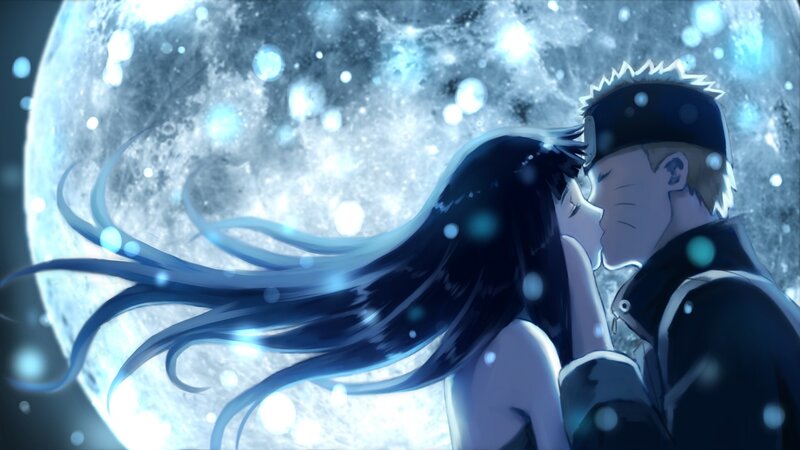 Couple Kissing under Moon — Blue, Romantic, Night