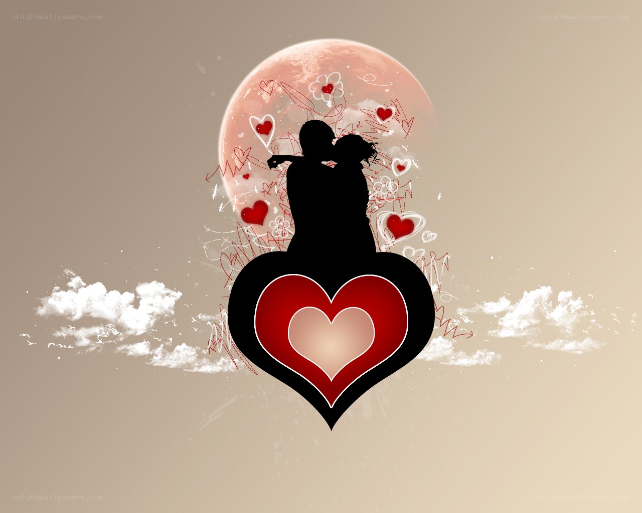 couple kissing under moon