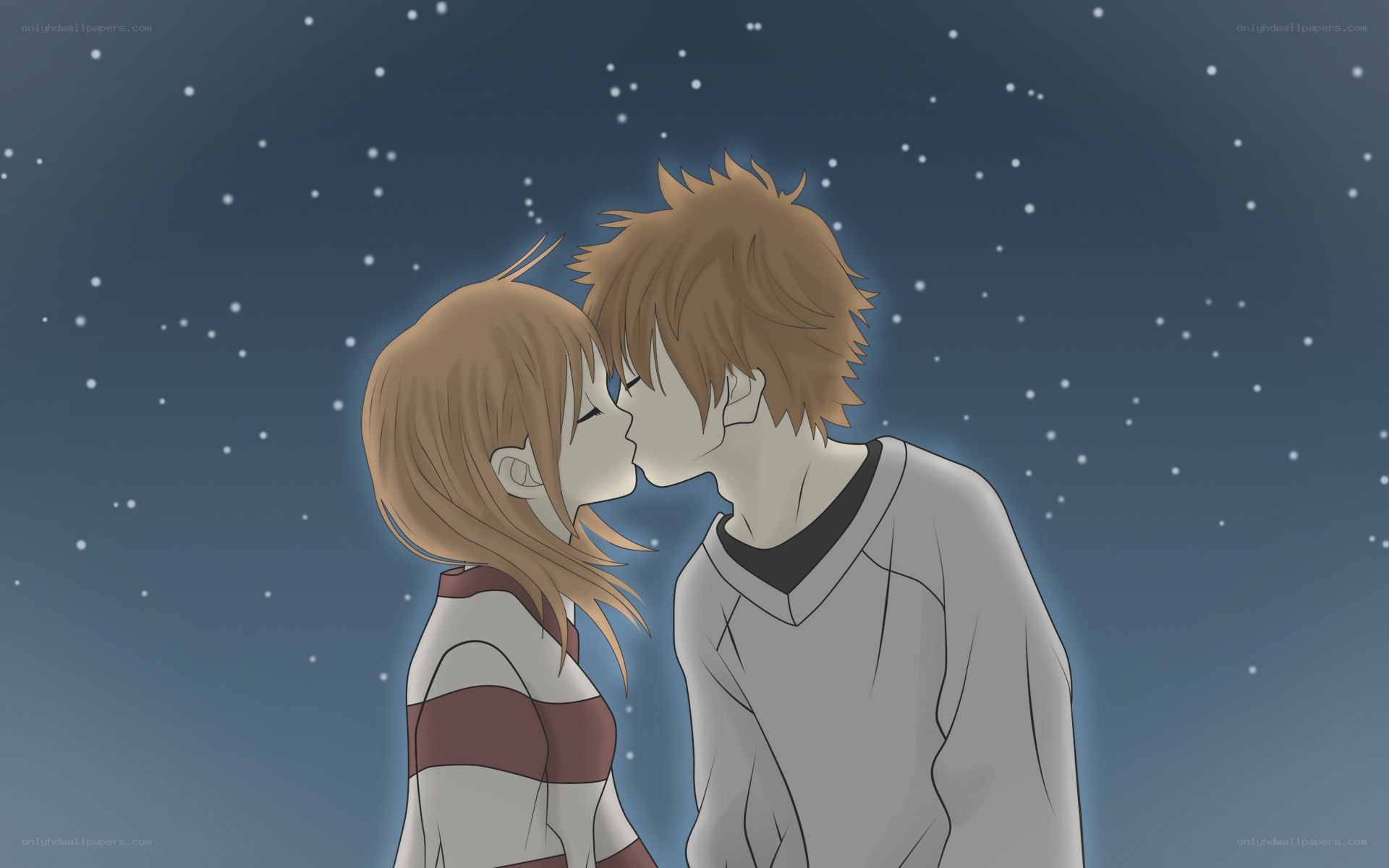 couple kissing under stars