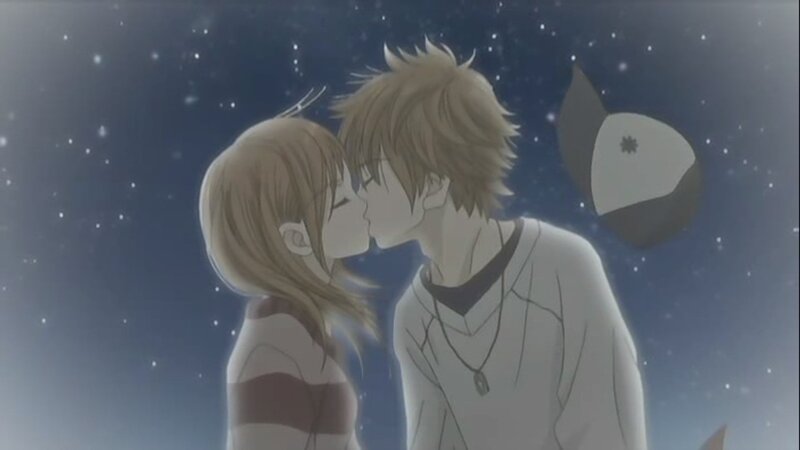 couple kissing under stars
