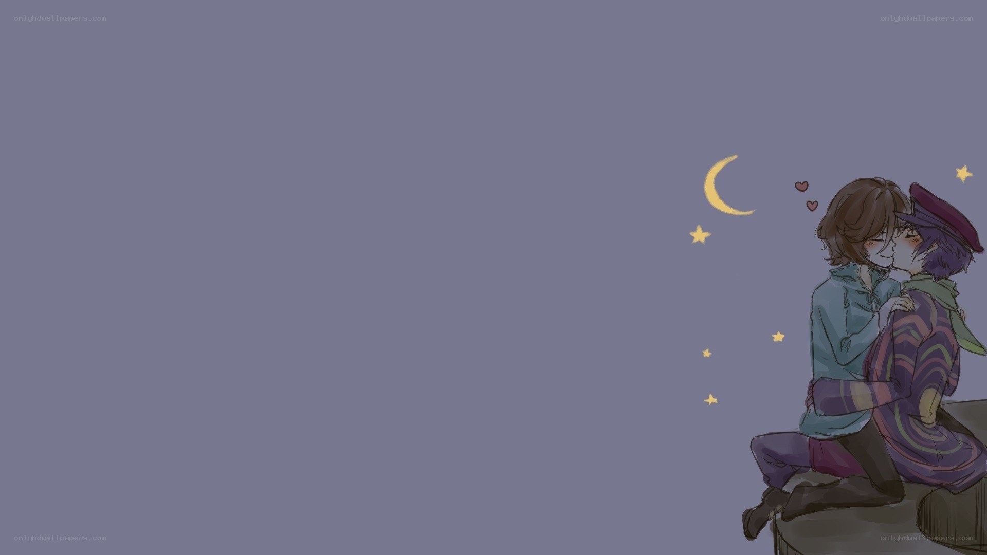 couple kissing under the moon
