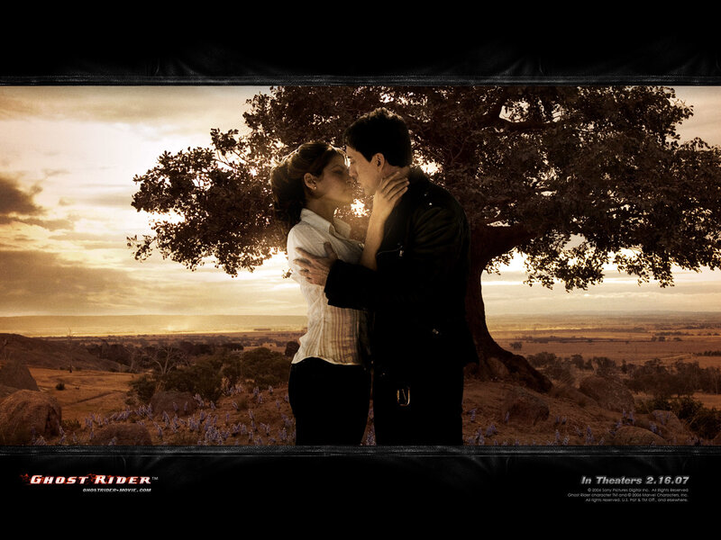 Couple Kissing under Tree — Brown, Dramatic