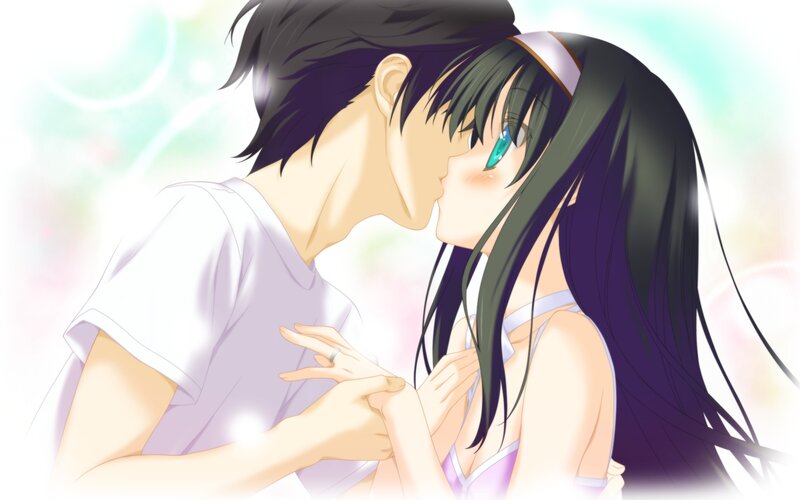 Couple Kissing — White, Romantic, Anime, Ring