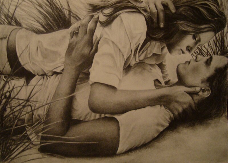 Couple Lying in Grass — Black