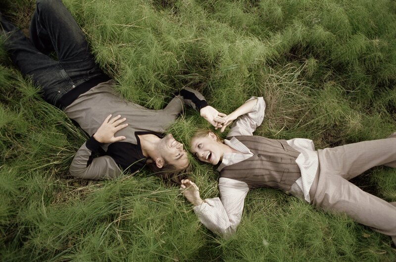 Couple Lying in Grass — Green, Relaxed, Afternoon