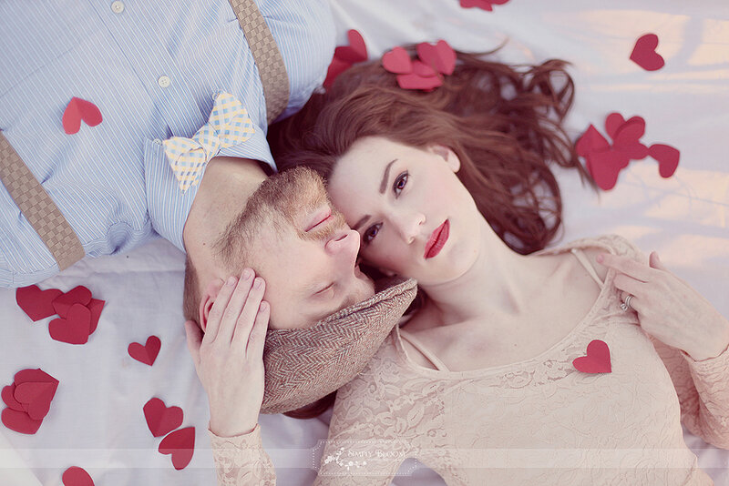 Couple Lying on Blanket — Red