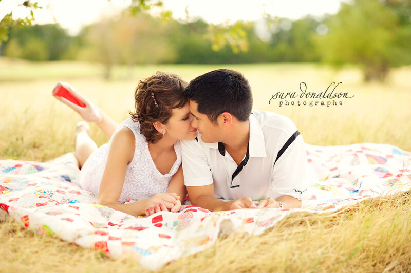 Couple Lying on Blanket — White