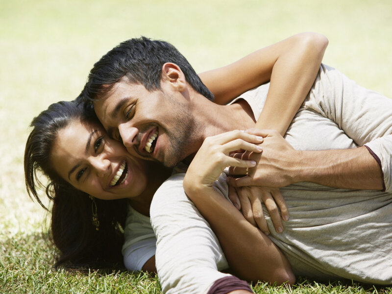 Couple Lying on Grass — Green, Happy, Afternoon, Photograph, Man