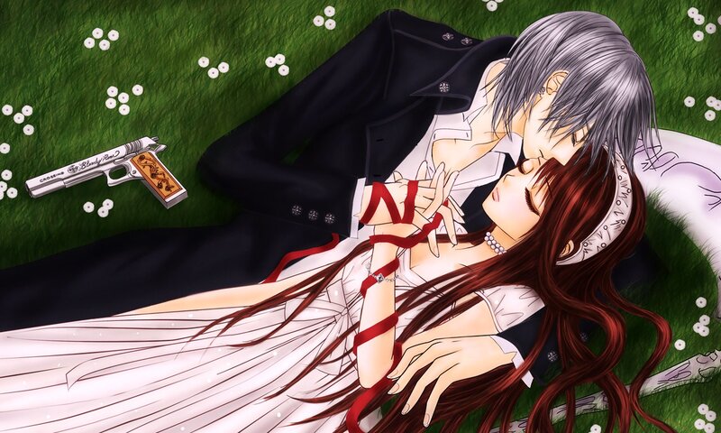 Couple Lying on Grass — Green, Romantic