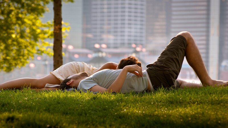 Couple Lying on Grass — Green, Serene