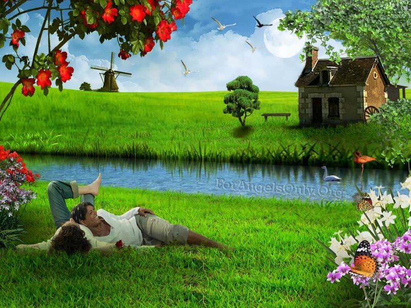 Couple Lying on Grass — Green