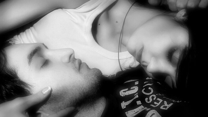 Couple Lying Together — Black, Intimate, Photograph