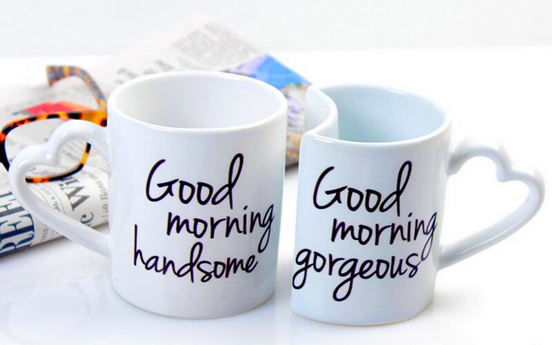 Couple Mugs with Hearts