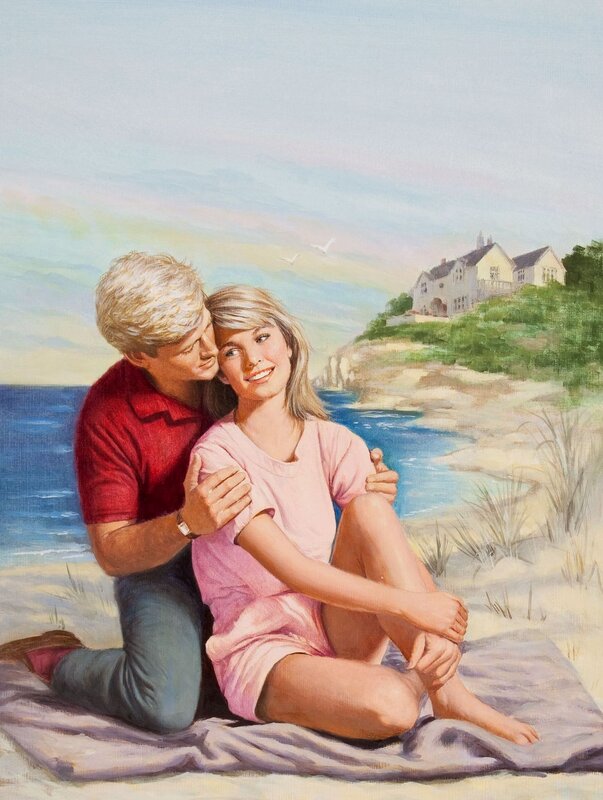 Couple on a beach at sunset