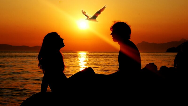 Couple on a Beach — Orange