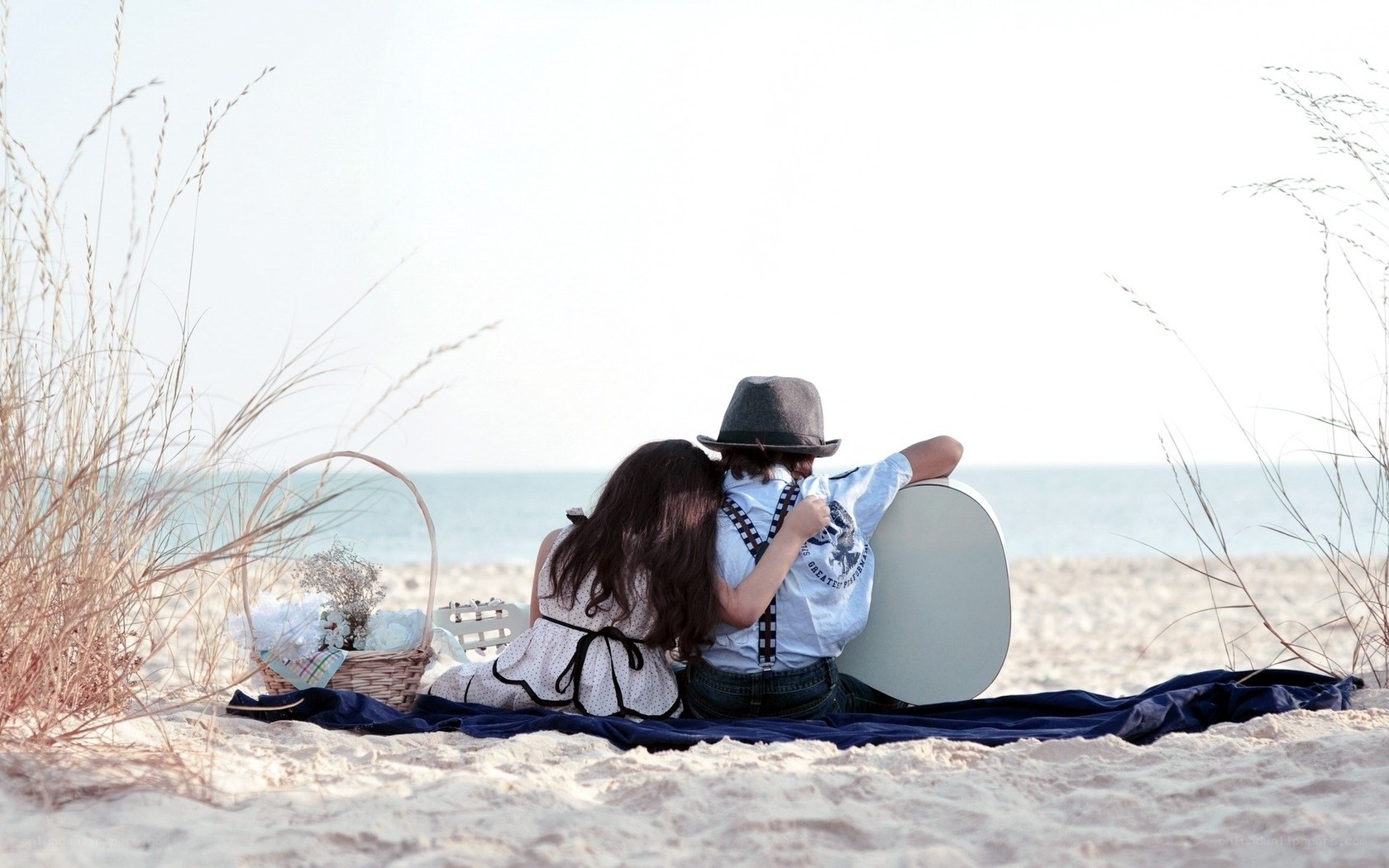 Couple on a beach picnic