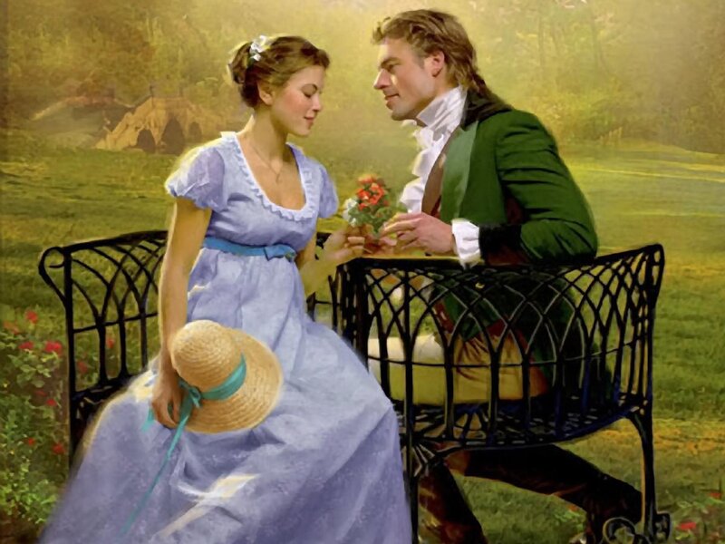 Couple on a Bench — Blue, Romantic, Afternoon