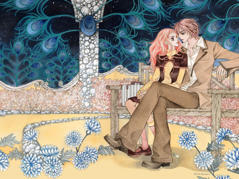 Couple on a Bench — Blue, Romantic