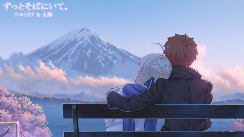 Couple on a Bench — Blue, Serene