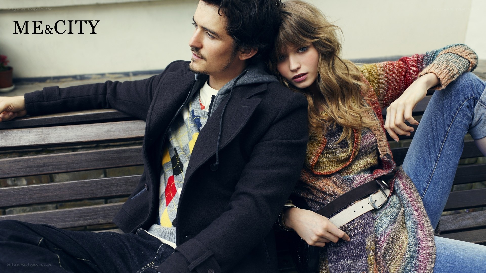 Couple on a bench in city