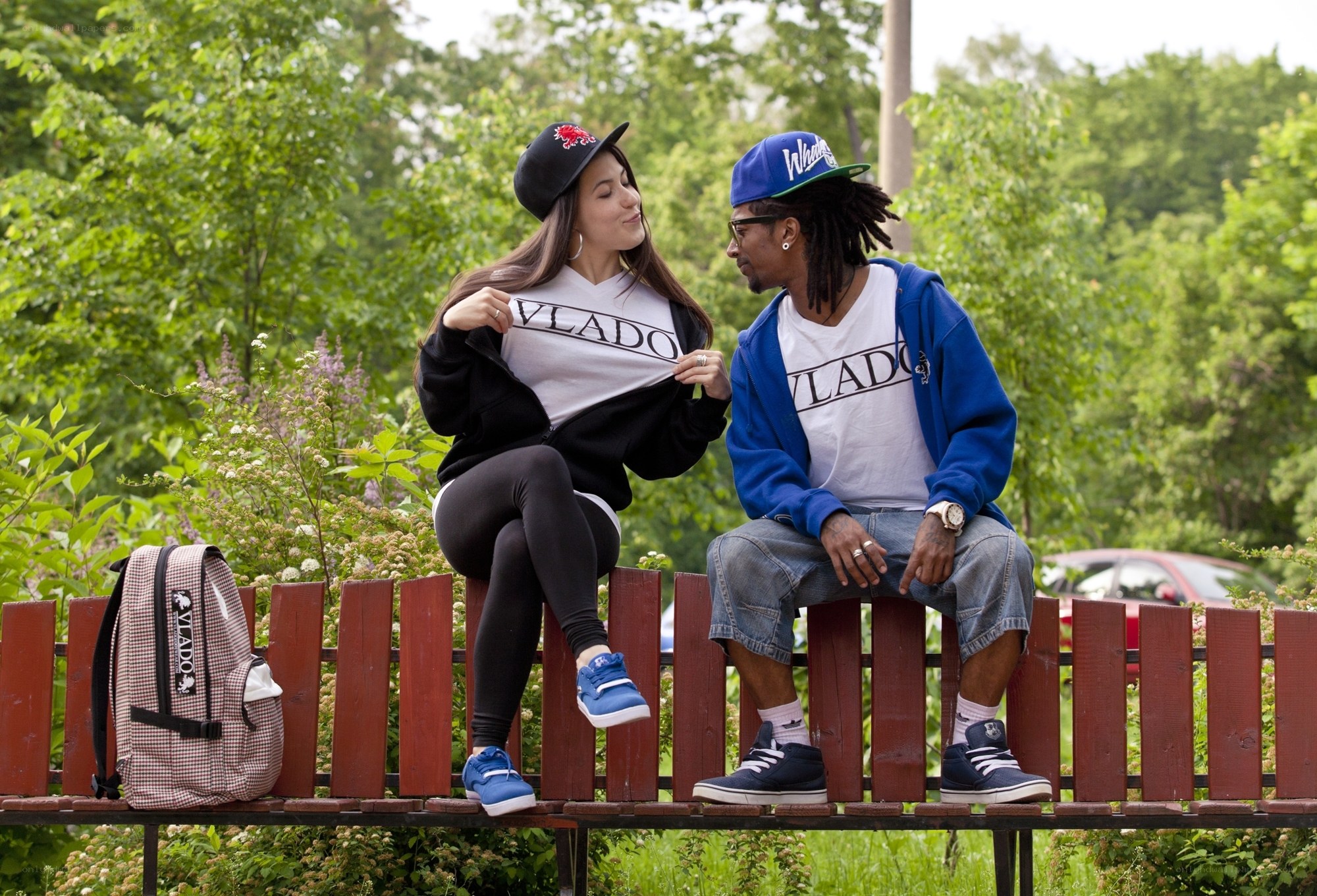 Couple on a bench in park