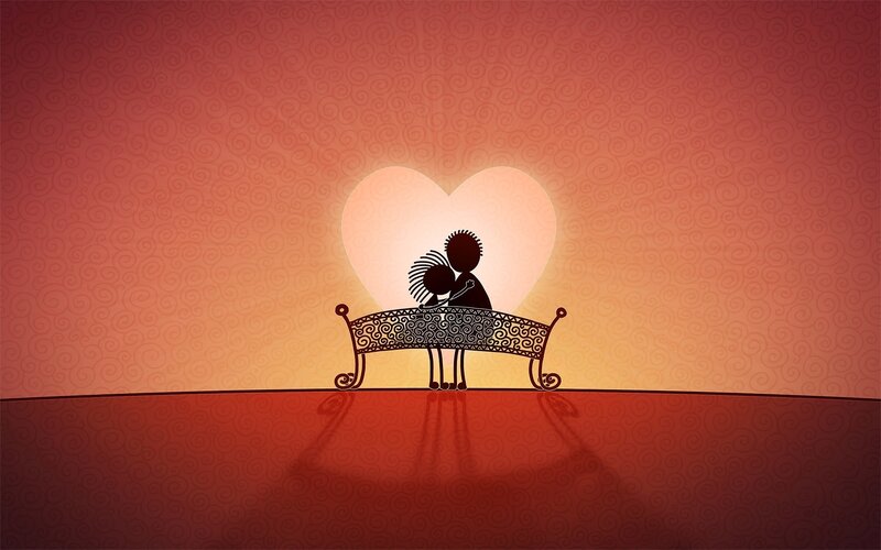 Couple on a Bench — Red