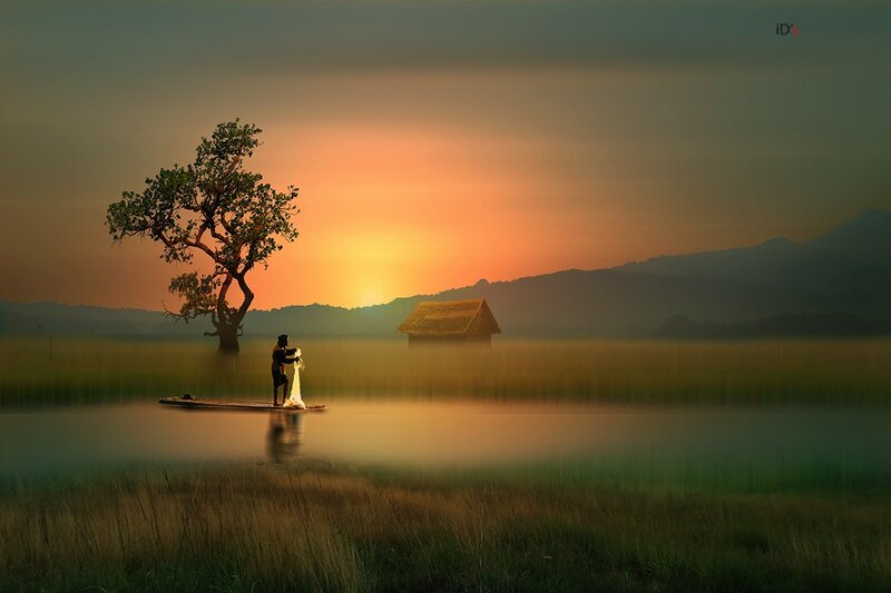 Couple on a Boat — Orange