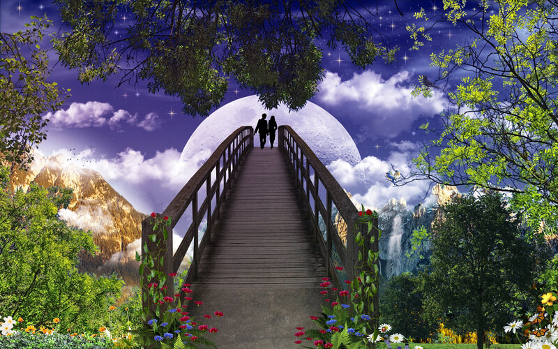 Couple on a Bridge — Purple