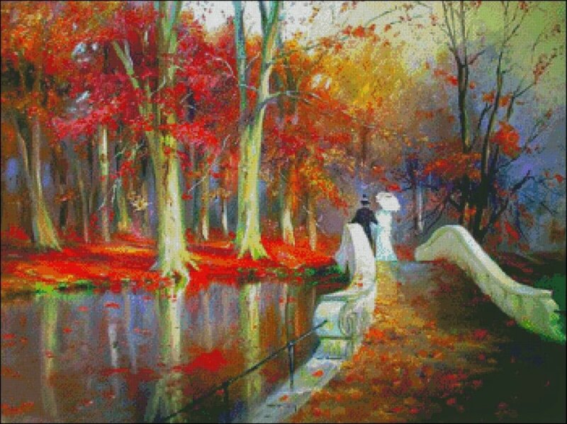 Couple on a Bridge — Red, Serene