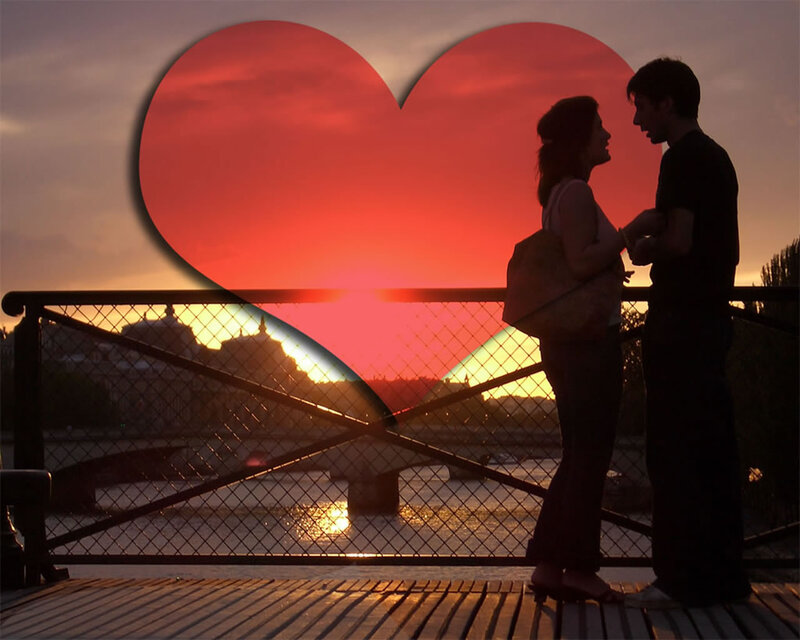 Couple on a Bridge — Red
