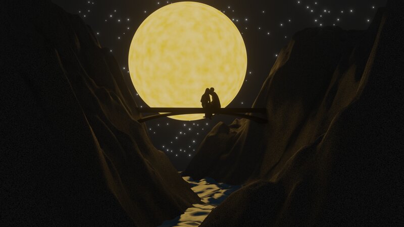 Couple on a Bridge — Yellow