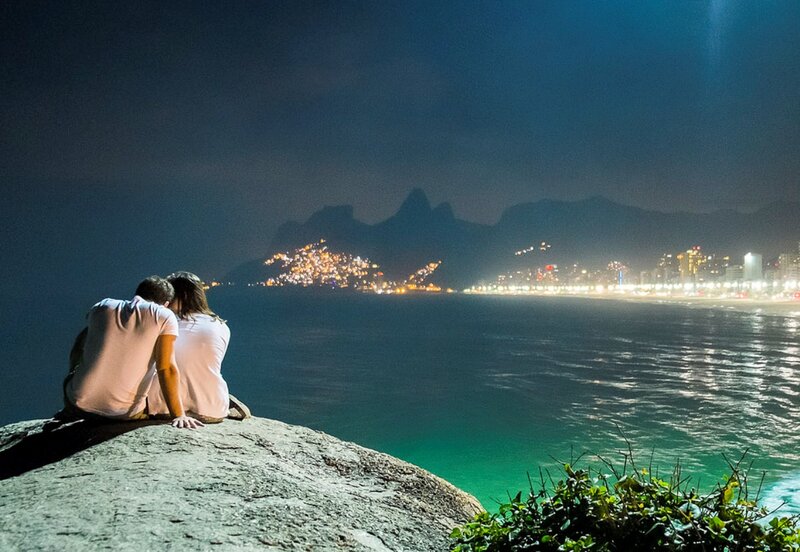 Couple on a Cliff — Blue, Serene