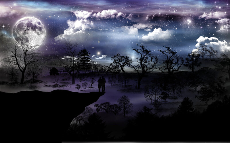 Couple on a Cliff — Purple