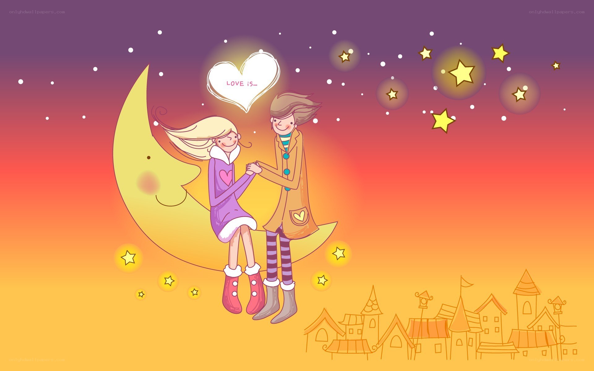 couple on a crescent moon