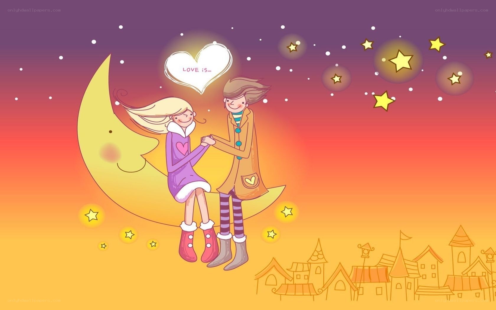 couple on a crescent moon