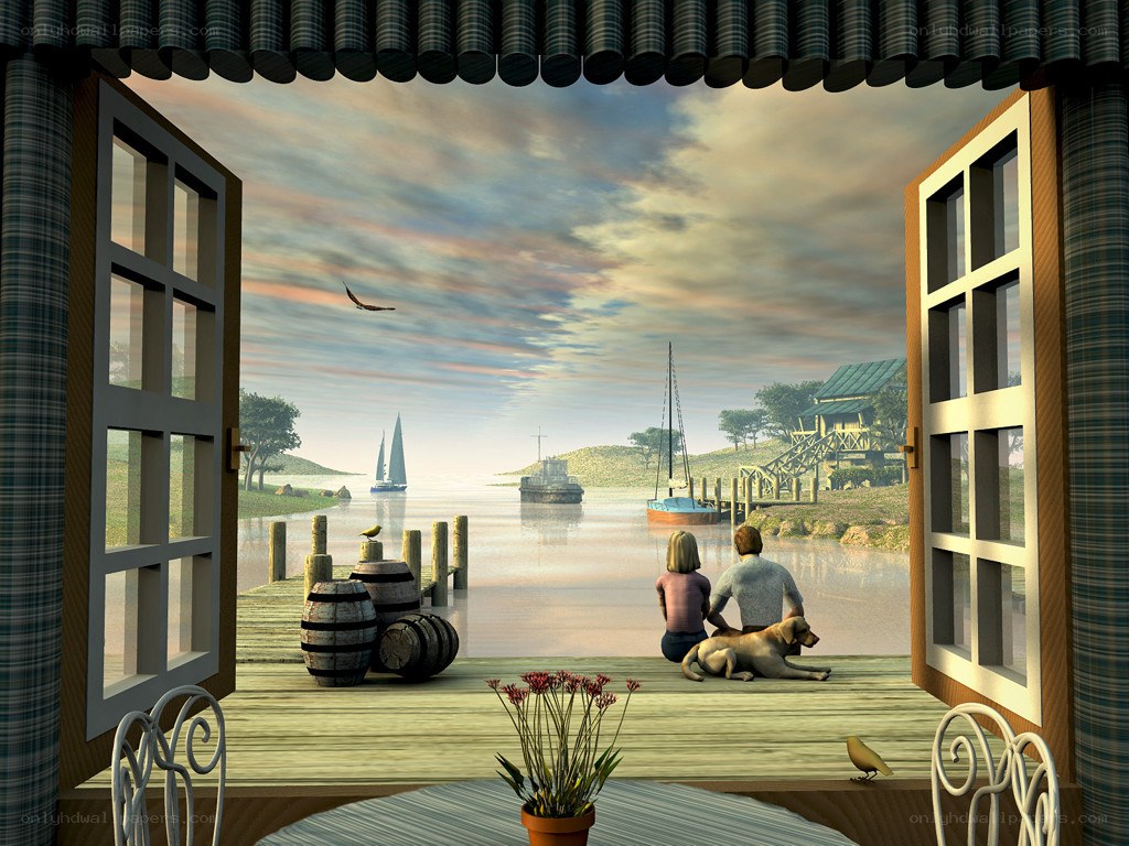 Couple on a dock at sunset