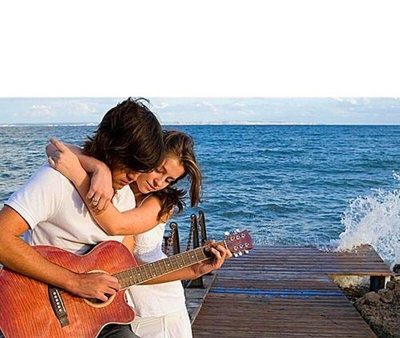 Couple on a Dock — Blue, Romantic