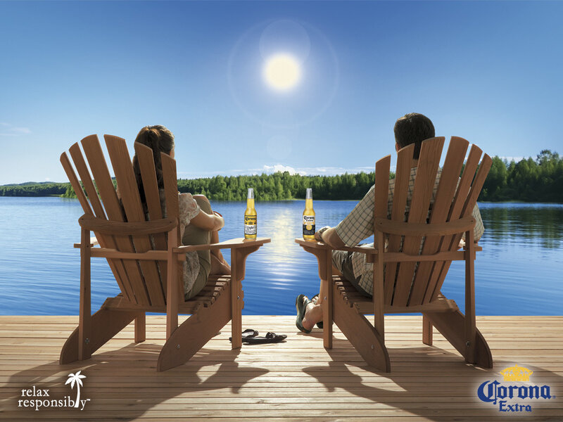 Couple on a Dock — Blue, Serene, Afternoon, Photograph, Bottles